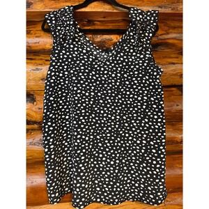 Jodifl Ruffled‎ Sleeve Polka Dot V-Neck Sleeveless Blouse Size Medium